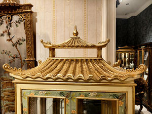 Витрина Yip's LD-2210-2142 из массива дерева, ручной работы, в стиле середины века, с ручной росписью цветочным узором, 2 ящика - Product Image 4