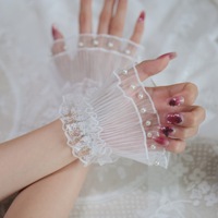 Manchette en organza pour photographie d'ongles, avec dentelle perlée et double couche de maille, pour poignets de style féerique Loli/JK