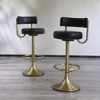 Tabouret de bar pivotant moderne et simple, design élégant, en bois massif, acier inoxydable, cuir, pour salon, maison, hôtel, salle à manger, meubles