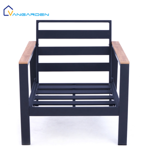Ensemble de canapés d'extérieur modernes avec table basse en bois plastique et structure en aluminium, imperméable, pour hôtel, villa, balcon et salles à manger - Product Image 5