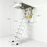 Échelle de grenier rétractable manuelle en alliage d'aluminium, hauteur 3,2 m, escalier de loft dissimulé, escalier de plafond gain de place
