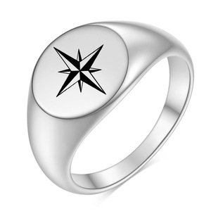 Bague en acier inoxydable Gold Star 12MM, bijoux unisexes, cadeau, design géométrique - Product Image 3