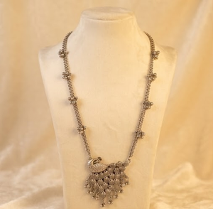 Parure Collier et Boucles d'Oreilles Paon Traditionnel Oxydé pour Femme, Bijoux Ethniques Tendance, Finition Antique, Mariage et Fiançailles - Product Image 1