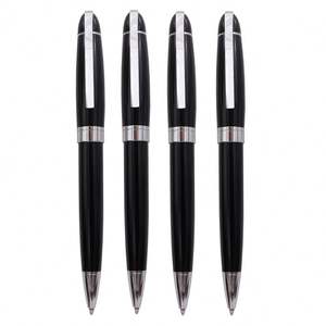 Bolígrafos de Lujo con Logotipo Personalizado, Bolígrafos Clásicos de Metal Negro y Plateado con Cuerpo de Plástico, Elegantes Bolígrafos de Rodillo y Pluma Estilográfica para Promociones - Product Image 1