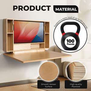 Escritorio flotante de madera para ahorrar espacio más vendido, mesa de ordenador con estante de almacenamiento, escritorio de estudio plegable para oficina en casa - Product Image 5