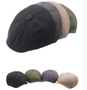 도매 패션 단색 대형 8 패널 <span class=keywords><strong>NewsBoy</strong></span> 모자 베이커 소년 트릴 면 베레모 모자 남성용 봄 여름 야외 - Product Image 1
