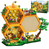 Set de Bloques de Construcción de Casa de Abejas, Modelo de Ladrillo Hexagonal de Panal de Abeja para Jardín con Abejas, Flores y Árbol, Decoración Arquitectónica DIY, Regalo