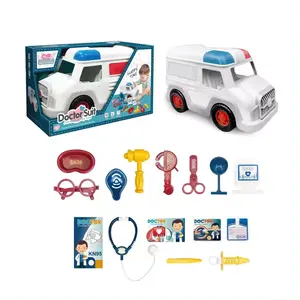 Venda quente DIY fingir médico brinquedos 35 pcs de alta qualidade conjunto médico plástico brinquedo fingir jogar com ambulância