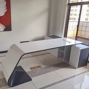 โต๊ะทำงานสีขาวรูปตัวแอลที่ทันสมัยพร้อมตู้เก็บเอกสารบ้านประธานเจ้าหน้าที่ฝ่ายโรงแรม<span class=keywords><strong>นักเรียน</strong></span>ใช้วัสดุ MDF ดีไซน์ยอดนิยม - Product Image 1