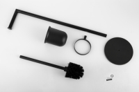 Porte-papier hygiénique et brosse moderne noir en acier inoxydable pour hôtels, usage domestique dans la salle de bain, le salon et la salle à manger.