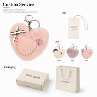 Porte-clés cœur en fausse fourrure de vison moelleuse, breloque pompon doux et mignon, pour sac, clés de voiture, sac à main, cadeau