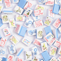 Miss Darling Umweltfreundliches Langlebiges Mahjong-Set mit Schleifendesign, 160 Teile, Handpolierte Matte Acryl-Mahjong-Matte im Set