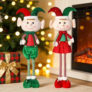 Wholesale <b>Animated</b> Modern Christmas Elf Doll Ornaments Retractable Standing for Home Office Window Decoration - Product Image 4