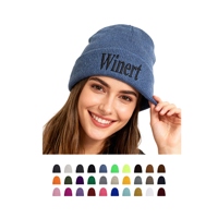 WIN Bonnet d'hiver chaud uni pour l'extérieur, avec logo brodé personnalisé, pour femmes et hommes, style pêcheur classique, bonnet tricoté à revers pour le ski