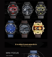 MINI FOCUS MF0068G Jam Tangan Quartz Kulit Fashion Terbaru dengan Bagian Belakang Stainless Steel, Kronograf Warna-warni, Jam Tangan Bisnis yang Menawan
