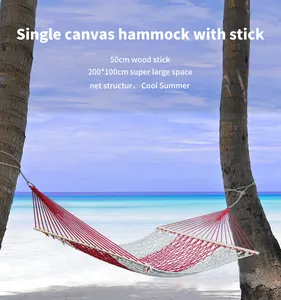 Double Net Hammock Bed Anti-rollover With Wood Stick Large For Courtyard Outdoor 200*150cm Hammock Swing For Kids And Adult