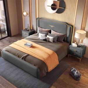Lit king size en métal de style moderne, cadre en bois massif, fabriqué en Chine, 180x200, sans matelas - Product Image 3