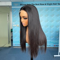 Perruque DiLuxe HD Lace en Cheveux Naturels Raides de Qualité Supérieure Couleur Naturelle Haut de Gamme