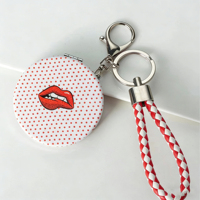 Miroir de Maquillage Pliant Compact Double Face Personnalisé avec Loupe 2x, Finition Argentée, en Cuir PU, Format de Poche, Vente en Gros