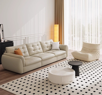 Canapé sectionnel Chesterfield en cuir véritable moderne pour la maison Ensemble rectangulaire rempli d'éponge pour villas Meubles de maison