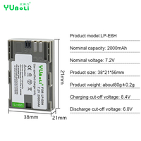 LP-E6H Dahili Tip-C Portlu Yedek Li-ion Pil 7.2V 2000mAh Canon 5D4 6D2 7D2 R5 R6 Mark II DSLR Aynasız Fotoğraf Makinesi için