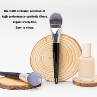 Daily Queen & Mor-phe 2 pinceaux à poudre en bois gris avec manche en nano-poils noirs, qualité supérieure et sensation luxueuse, logo personnalisé