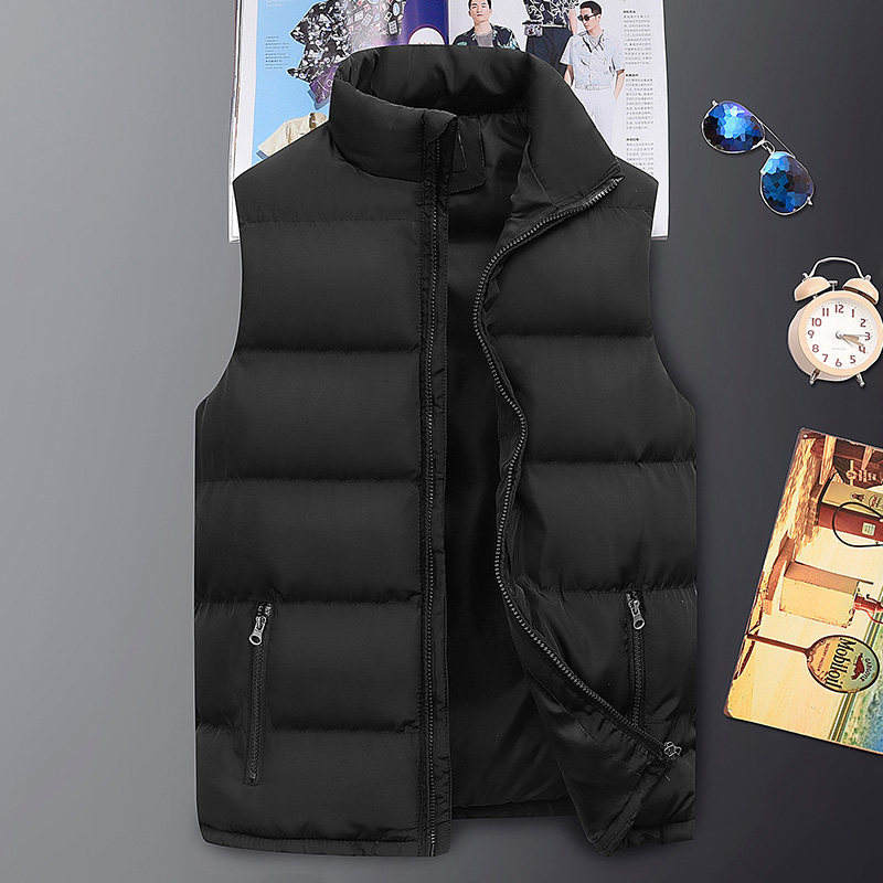 Men Winter Sleeveless Waistcoat Quilted Jacket Warm Thick Stand Collar Coat  Male Padded Vest Man's Custom Logo Vest Waistcoat