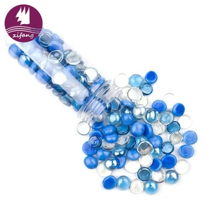 Billes de <span class=keywords><strong>verre</strong></span> plates 1,5 lb, couleurs mélangées, perles de <span class=keywords><strong>verre</strong></span> bleues pour vases, pierres plates, galets d'aquarium, remplissage décoratif pour vase, décoration de table - Product Image 2
