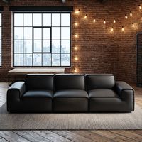 Modernes Echtleder L-förmiges Villa-Schlafsofa-Set mit Kissen, Schwarz, Schwammgefülltes Apartment-Bett für Hotel-Wohnzimmer