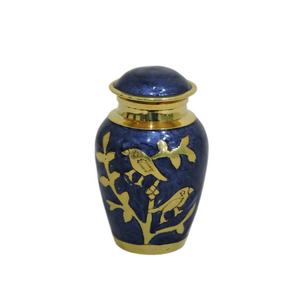 Mini urne à jetons en laiton argenté de 3 pouces, saphir blanc, souvenir de crémation, fournitures funéraires élégantes et durables. - Product Image 4