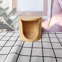 Vente en gros logo personnalisé bocal en bambou conteneur de tampons de coton bambou visage rond support boîte de rangement organisateur de tampons de coton