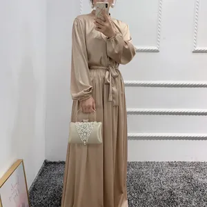 2024 Satin Burkha turc caftan arabe Robe Hijab Robe Abaya islamique mousseline robes femme Burka