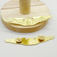 Broche d'uniforme d'aviateur personnalisée en métal avec logo de l'Académie d'aviation, insigne d'aile pour cadet de vol, à visser au dos