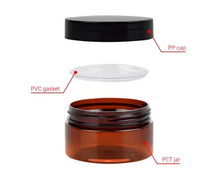 Empty Amber PET Cream Jar 30ミリリットル50ミリリットル80ミリリットル100ミリリットル200ミリリットル250ミリリットルPlastic Cosmetic Jar With Lid