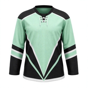 Maillot de hockey sur glace unisexe sublimé à manches longues, col en V, anti-humidité, imprimé géométrique, personnalisable sur le devant, vêtement de sport - Product Image 4