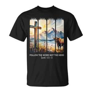 Sigue la Palabra, no el rebaño, camiseta cristiana con diseño de Isaías 8:11-13 Faith Design - Product Image 1