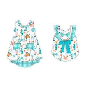 Preventa al por mayor: Ropa de moda orgánica para bebés (niñas y niños) con diseño de tortuga marina, ideal para el verano y festividades. ¡Precio de fábrica! Pedido mínimo 5 unidades. - Product Image 5