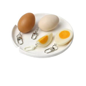 Half-Cut Egg <b>Keychain</b> <b>Personalized</b> Creative Pendant Bag Accessory Niche Hanging Ornament Fun Durable Eco-Friendly Plastic Zinc - Product Image 1