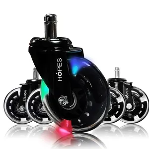 3 Inch PU Motion Luminescence Office Chair Caster Wheels Luminous Swivel Roller Replacement