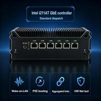 HelorPC 迷你无风扇电脑 Intel 3865U 处理器 8 I211AT 千兆网卡 32GB DDR4 2 USB 3.0 1 VGA 防火墙路由器 边缘计算