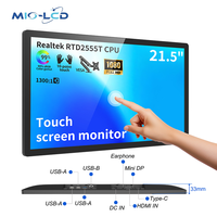 Monitor de Pantalla Táctil LCD IPS Full HD 1080 de 21.5 Pulgadas, 400 Nits, 99% SRGB, USB, Táctil, Montaje VESA para Escritorio