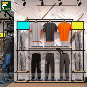 ชั้นวางเสื้อผ้าสำหรับจัดแสดงหน้าร้าน ชั้นวางเสื้อผ้าสำหรับร้านค้าปลีก ดีไซน์อุปกรณ์ตกแต่งร้านเสื้อผ้า - Product Image 1