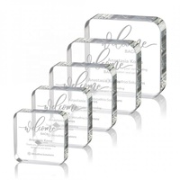 Bloc de cristal personnalisé avec logo imprimé couleur, sablé, souvenir de bureau, pour presse-papiers en verre cristal gravé au laser 3D