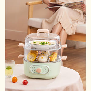 Midea <b>Electric</b> <b>Steamer</b> 8-10L Three Layer Stainless Steel Lid Mechanical Control Anti Dry Burning Blue Green - Product Image 3