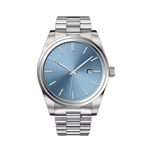 Montre à quartz pour homme en acier inoxydable avec cadran noir de 40 mm, mouvement multicolore classique et populaire, bracelet de 20 mm, verre - Product Image 4