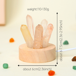 Wholesale USB Led Night Light Natural Healing Stone Clear Quartz Point <b>Crystal</b> Lamp with Wooden Base - Product Image 6