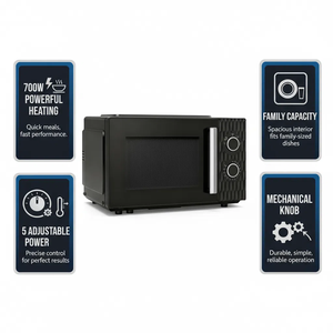 Four à <span class=keywords><strong>micro</strong></span>-ondes électrique en acier inoxydable 110-240V Global 20L 700W 5 niveaux 255mm <span class=keywords><strong>Grand</strong></span> <span class=keywords><strong>plateau</strong></span> tournant (chauffage uniforme) Minuterie mécanique - Product Image 5