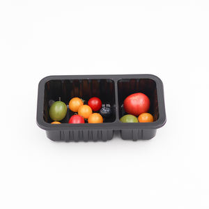 Barquette en plastique PP jetable noire Fresh Lock pré-fabriquée pour viande, plat de canard braisé, pieds de <span class=keywords><strong>poulet</strong></span>, à emporter, procédé de thermoformage - Product Image 1