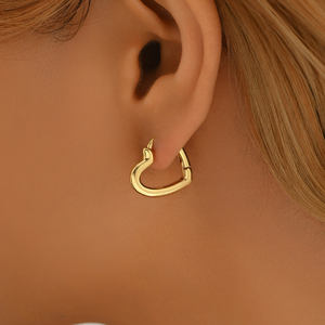 Pendientes de aro en forma de corazón geométricos de cobre chapado en oro de alta calidad para mujer, joyería de circón de moda para regalos de fiestas - Product Image 2