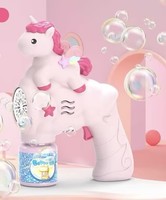 Machine à bulles licorne automatique, un pistolet à bulles portatif pour enfants, un jouet d'été idéal pour les garçons et les filles.